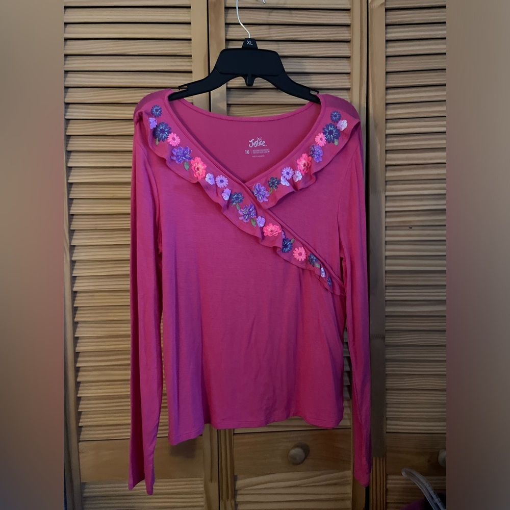 Justice pink long sleeve shirt size girls 16